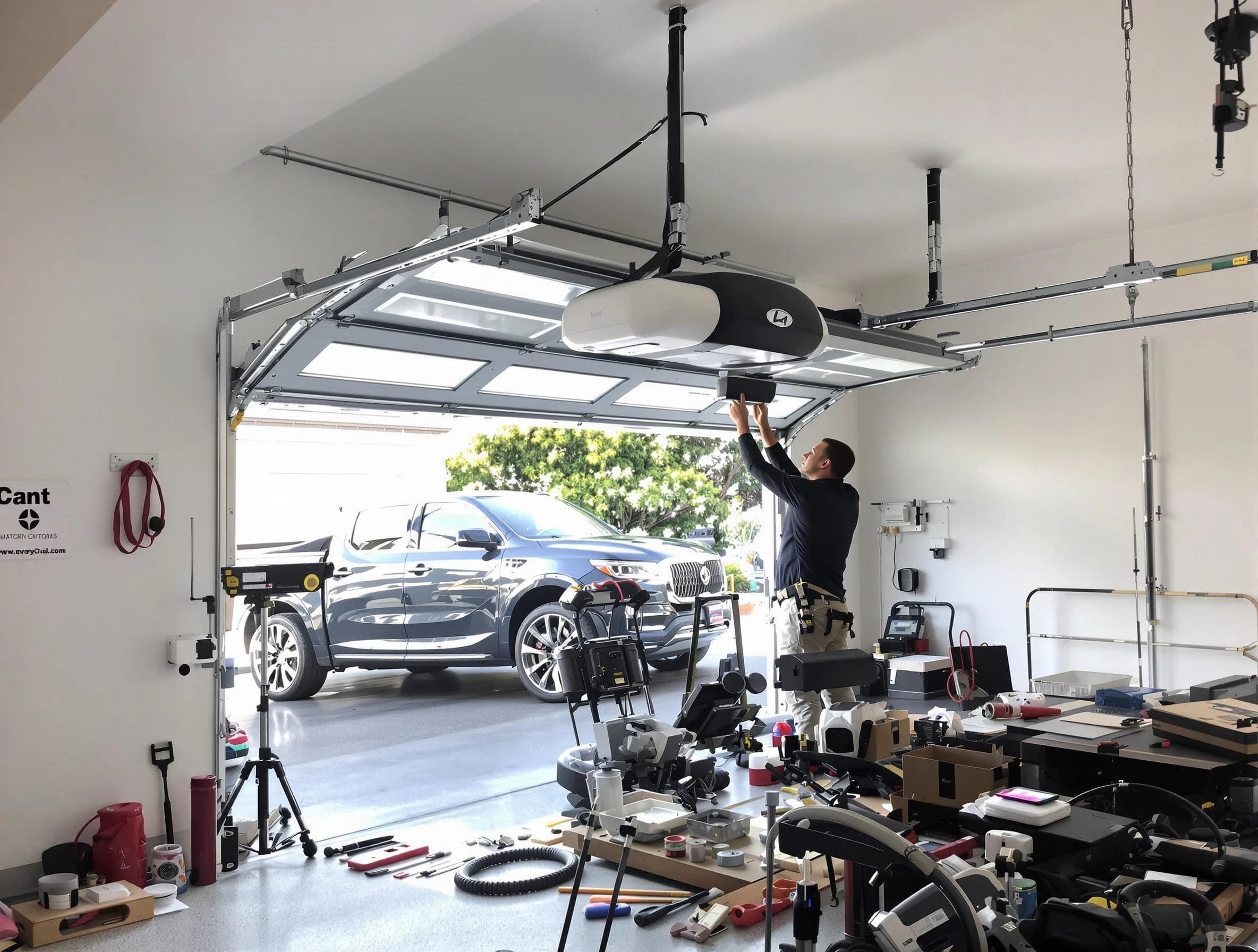 Brighton Garage Door Repair specialist installing smart garage door opener system in Brighton home